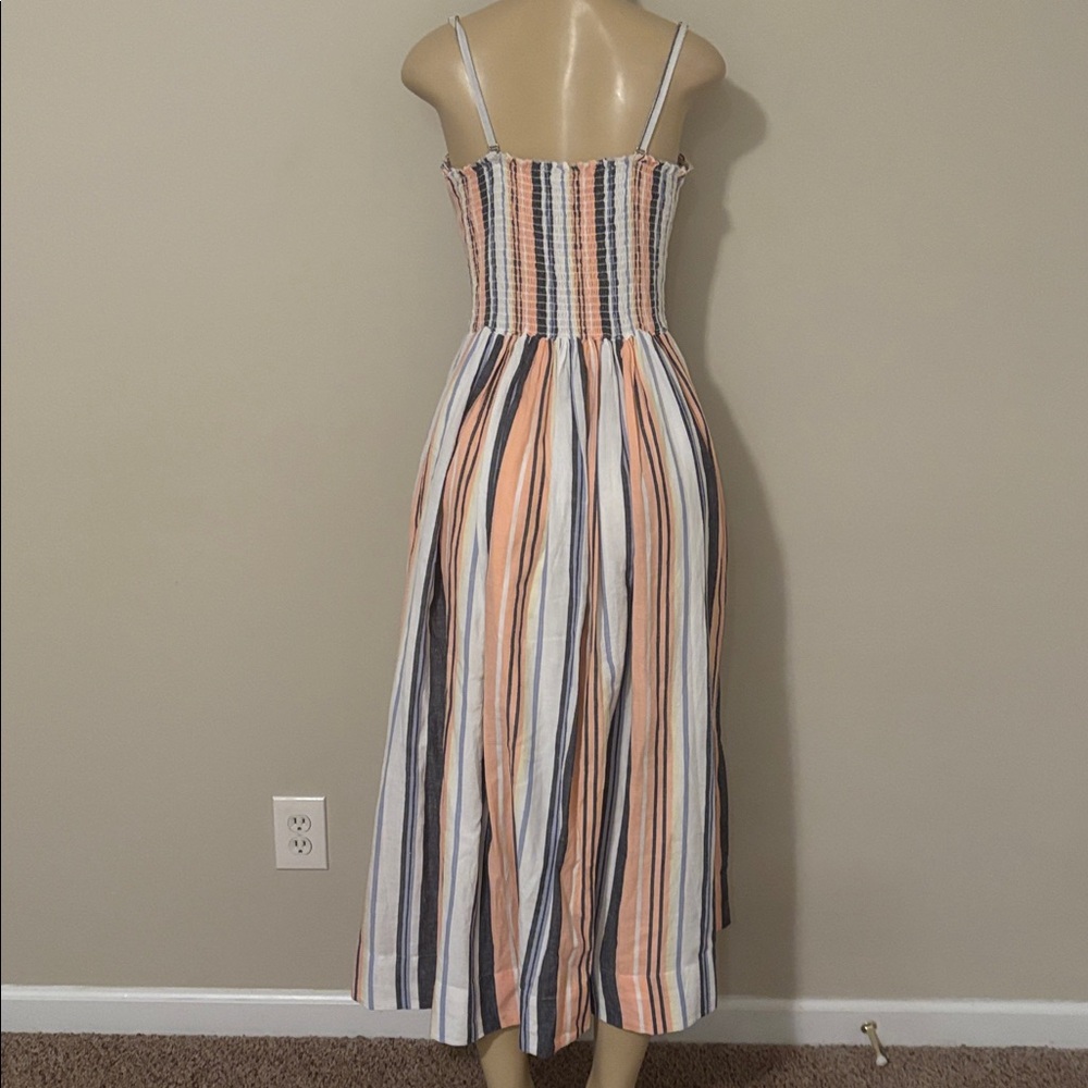 Lilah Multi Striped Pleated Midi Dress -Free People size L - Picture 8 of 9